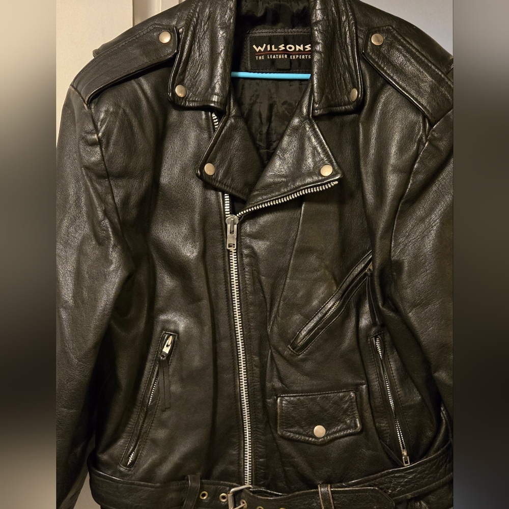 Vintage Wilson Leather Motorcycle Jacket XL
